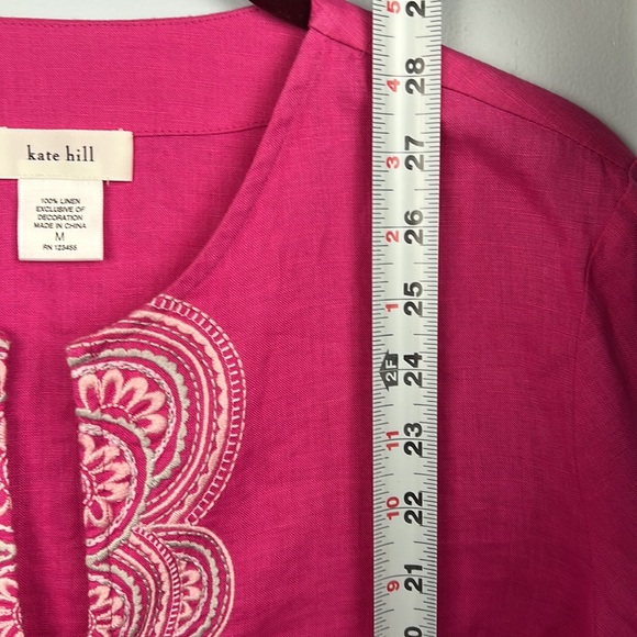 Kate Hill NWT 100% linen medium embroidered top - Picture 8 of 10